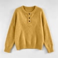 thumbnail image 5 of DIOAZUD Womens Sweaters Henley Neck Button up Pullover Sweaters for Women Long Sleeve Soft Fuzzy Knit Fall Winter Ladies Tops Yellow S-XXXL, 5 of 5