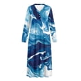thumbnail image 5 of Tutolipy Marbled Printed Nightgowns for Women V Neck Sleepwear Long Sleeve Loungewear Button Nightshirts for Fall Winter, M, 5 of 7