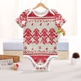thumbnail image 6 of Knitted Pattern in Christmas Red Pure Cotton Bodysuit Short Sleeve Pajamas One-Piece Romper Unisex 3 Months, 6 of 6