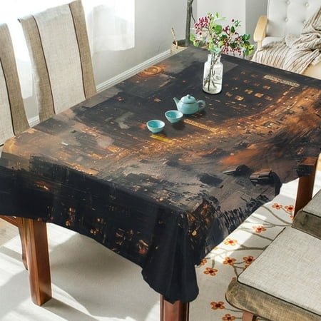 

WOBOGO Nostalgic View Of The City Square Tablecloth 60×90in Polyester Fabric Tablecloth Washable Dust Resistant Wrinkle Resistant