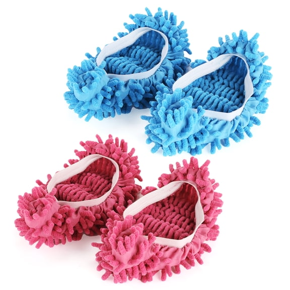 Ellsang Washable Multifunction Microfiber Dust Mop Shoes Slippers for Floor Cleaning (2 Pairs)