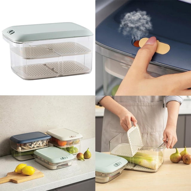 de almacenamiento para refrigerador Produce Saver organizadores de refrigerador apibles con bandeja de drenaje extraíble C perfecl Contenedores de almacenamiento de nevera