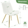thumbnail image 4 of Modern Faux Leather Dining Chairs Set of 2 with Backrest, Sturdy Metal Legs, Upholstered Kitchen Dinning Room Chair(White, Gold Legs), 4 of 9