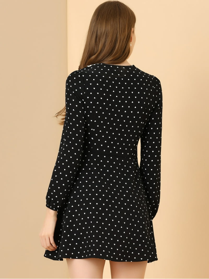 Unique Bargains Women's Heart Print Mini Dress with Peter