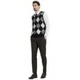 thumbnail image 3 of Kallspin Men's Argyle Vest Sweater Wool Blend V-Neck Sleeveless Pullover Sweater(Black,2X-Large,Tall), 3 of 7