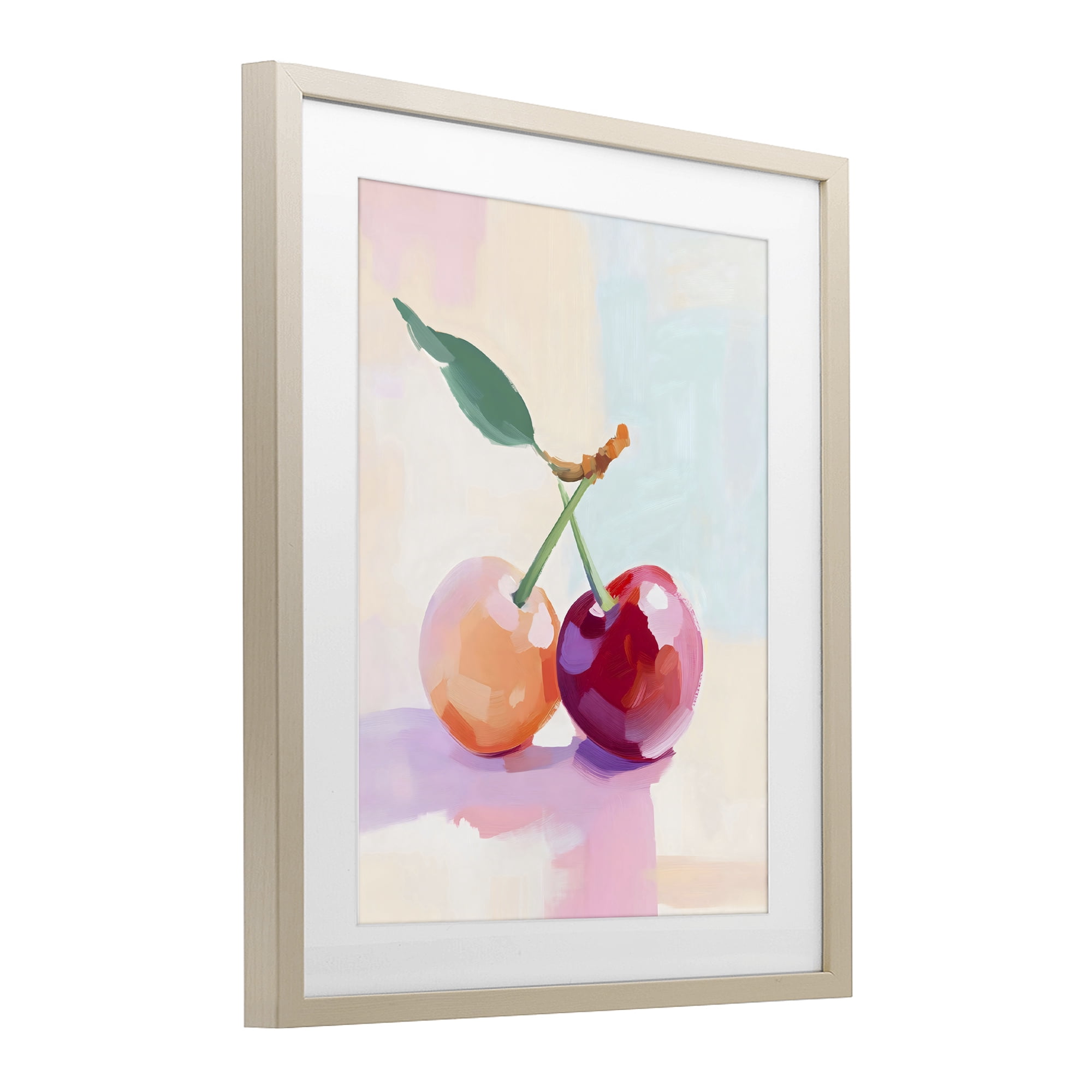 Stupell Industries Pastel Cherries Pair Birch Framed Print Under Glass, design by The Prints Vibe