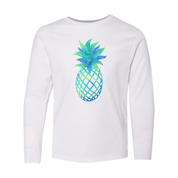 Inktastic Blue and Green Pineapple Long Sleeve Youth T-Shirt