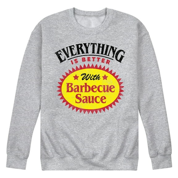Instant Message - Everything Is Better Barbecue Sauce Label - Men's Crew Neck Fleece Pullover