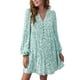 thumbnail image 1 of Vestido Con Cuello En V, Vestido De Mujer Con Manga De Linterna De Fibra De Poliéster Con Estampado Floral Para El Ocio Para El Trabajo ANGGREK  No, 1 of 6