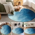 thumbnail image 5 of Small Round Rug 3Ft Washable Non-Slip, Blue Ombre Circle Area Rugs for Living Room Bedroom, Coastal Beach Modern Abstract Art Indoor Floor Mats Carpet Runner for Home Decor, 5 of 8