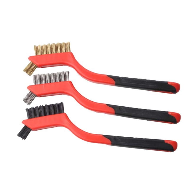 3 cepillos de alambre (nylon, latón, acero inoxidable), mini cepillos con mango ergonómico para limpieza y eliminación de óxido. LingWen 8390606996343
