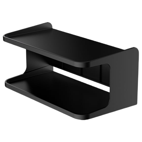 Amosfun Black Wall-Mounted Floating Bedside Shelf with Double-Layer Storage Organizer for Bedroom and Home Décor
