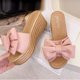 thumbnail image 4 of Mujeres Bowknot Beach Summer Pantuflas Plataforma Slope Heels Plus Size Shose Wmkox8yii  hj789, 4 of 6