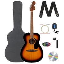 Fender California Standard Monterey E Acoustic-Electric Guitar - 3-Color Sunburst Bundle with Case, Tuner, Strap, Strings, String Winder, Picks, and Austin Bazaar Instructional DVD