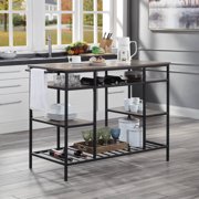 ACME Lona Kitchen Island in Rustic Oak and Black