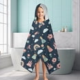 thumbnail image 6 of Dark Blue Princess Castle Carriage Pattern Hooded Bath Towel，60"x35" for Ages 3 To 12 Kids, Quick Dry Lightweight Soft Microfiber Hood Beach Towel Cover Up for Kids, 6 of 7
