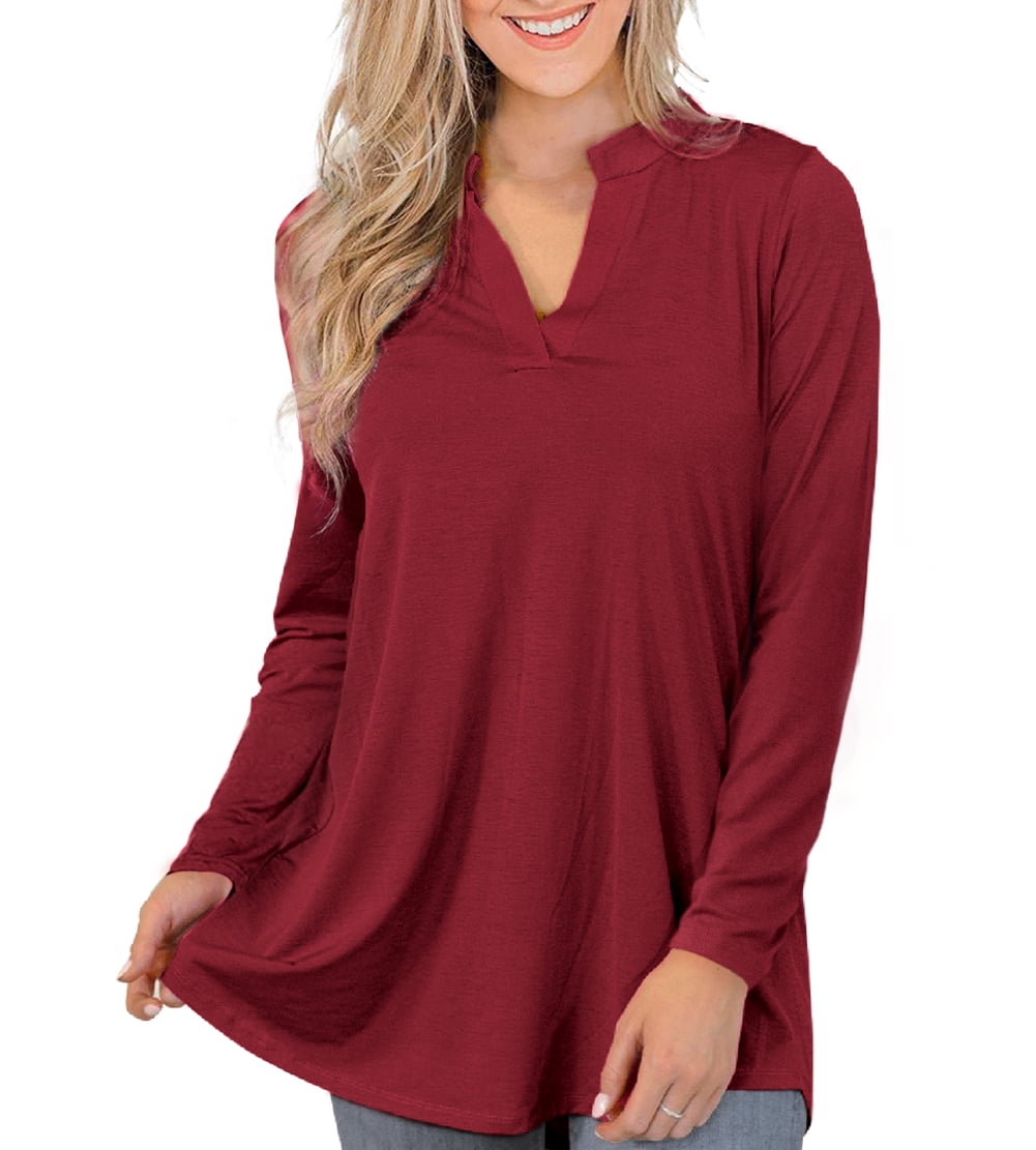 a.Jesdani Womens Tops Plus Size Long Sleeve V Neck Shirts Floral