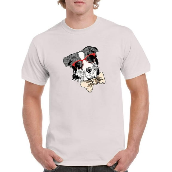 Border Collie Dog Eyeglasses T-Shirt Men -Image by Shutterstock, Male 3X-Large