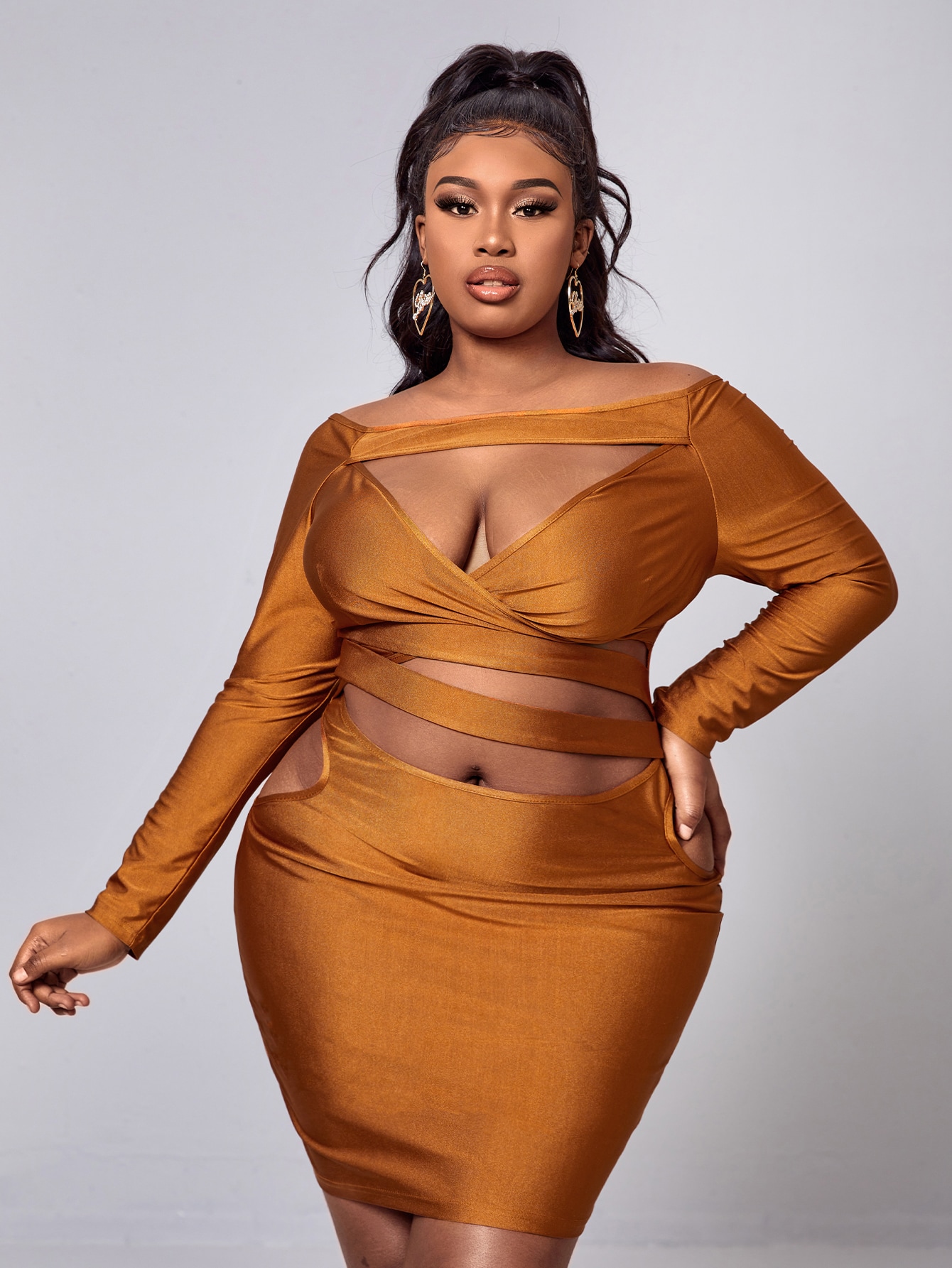 Women's Plus Cut Out Bodycon Dress 2022 