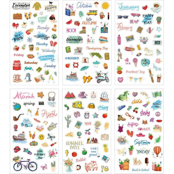 12 Sheets Holiday Seasonal Sticker Vintage Themed Journal Festive Craft Sticker Gift for Planner Lovers, Journals, Scrapbooks & Crafts