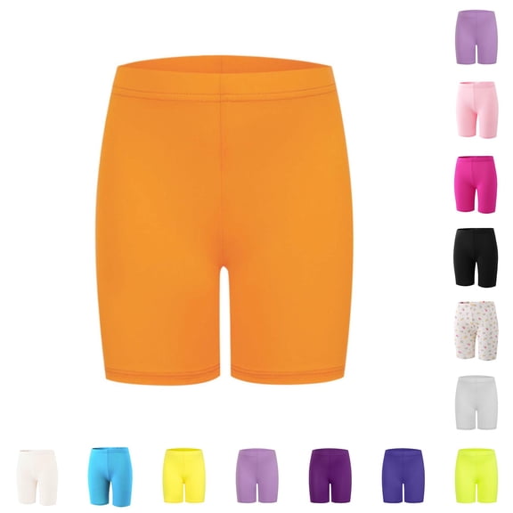CUZIBR Girls Summer Shorts Stretch Biker Shorts Elastic High Waist Solid Soft Tight Cycling Shorts Workout Gym Running Casual Soft Slim Fit Cozy Layering Bottoms,RD2,3-4 Years