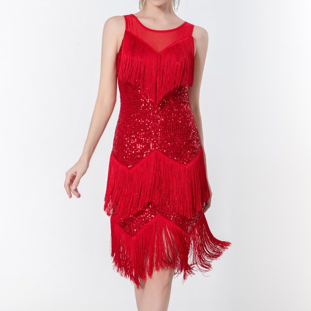 Vestido de noche de fiesta para mujer Vestido de temperamento sin mangas Traje de baile latino brillante FLhrweasw Nuevo