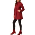thumbnail image 4 of MODA NOVA Juniors Winter Stand Collar Long Sleeve Single Breasted Long Overcoat, 4 of 5