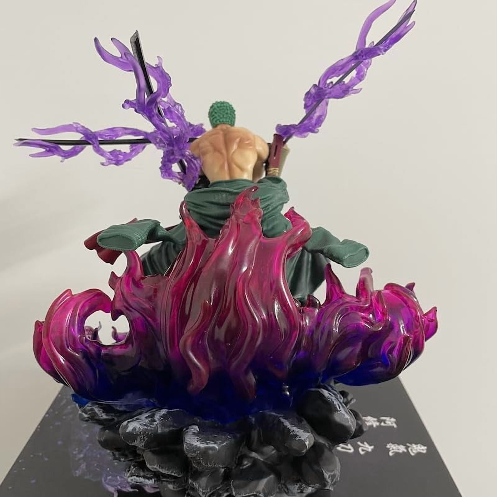 Zoro Figure Flame Effects Three Swords Roronoa Zoro Anime Figures 30cm/11.8inch Handmade PVC Anime Character Model Statue Collectible Craft Gift