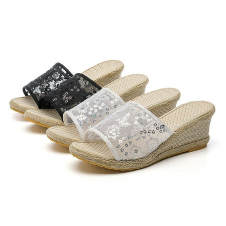 

KaLI_store Home Slippers Women Women s Square Open Toe Heeled Sandals Two Strap Mules Slip On Block Mid Heels Sandals Black Side 8