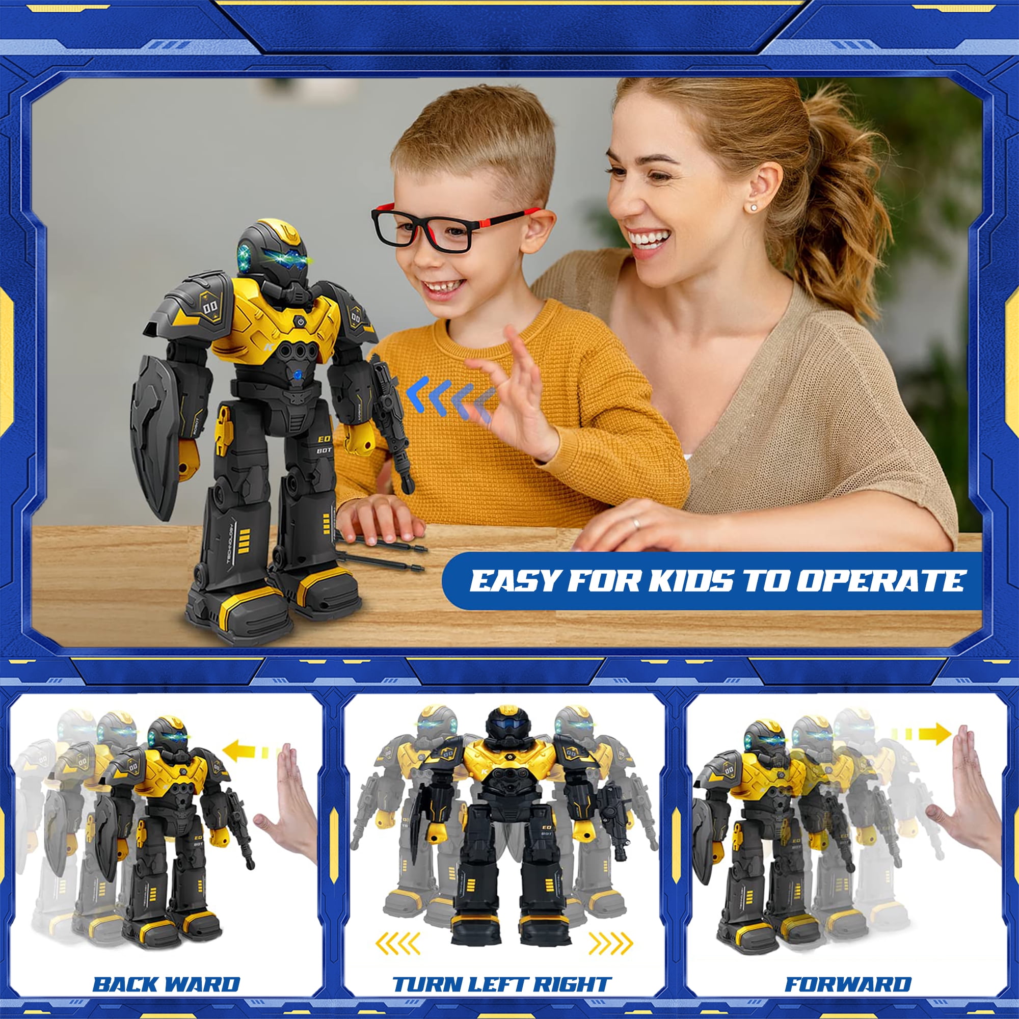 JUGAAD LIFE RC Robot Toys for Kids, Smart Remote Control Robot with Talking, Singing, Dancing, Programmable Interactive Gesture Sensing, Gifts for Boys Girls Age 3 4 5 6 7 8-12 Years Old (Yellow)