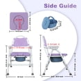 thumbnail image 5 of SupreGear Foldable Bedside Commode Chair with Removable Bucket, Height Adjustable Portable Toilet Seat, Purple, 5 of 8