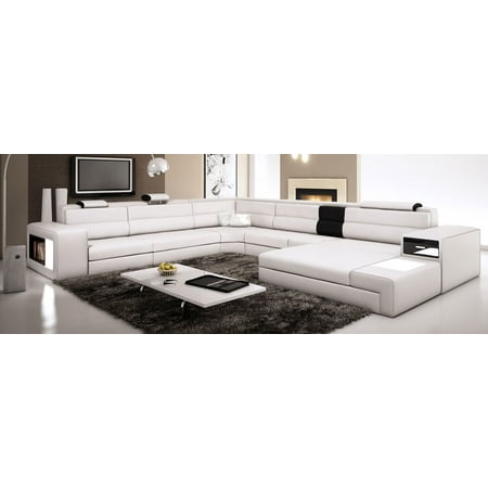 Modern Italian Design Sectional Sofa Divani Casa Polaris - Ivory with Black