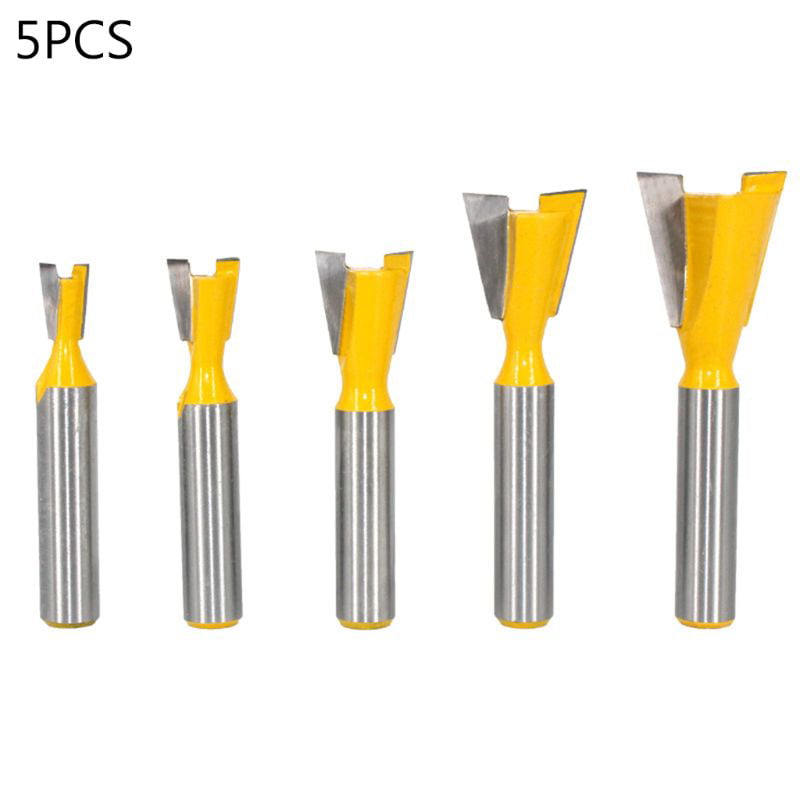 5x Steel Dovetail Joint Router Bits Set Woodwork Engraving Bit Milling Cutter 