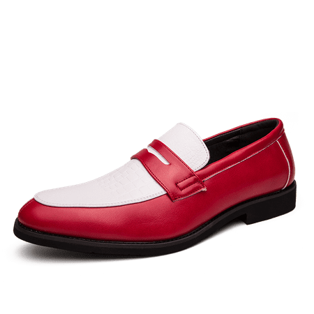

Men‘s Fashion Round Toe Color Block Anti-skid Slip On Casual Penny Loafer Shoes