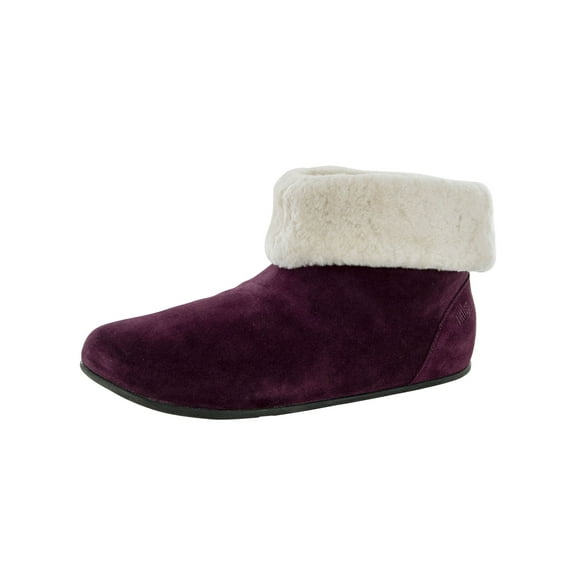 Fitflop Womens Sarah Shearling Suede Slipper Bootie Shoes, Berry, US 5