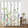 thumbnail image 3 of Floral Shower Curtain for Bathroom Flower Shower Curtain Butterfly Shower Curtain Watercolor Shower Curtains Set with Hooks Colorful Wildflower Pretty Floral Bathroom Decor, 72" Wx72 H, 3 of 6
