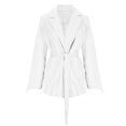 thumbnail image 4 of Brondbend Coat Womens Womens Winter Jackets Lapel Long Sleeved Pocket Drawstring Outerwear Solid Color Stylish Loose Jacket Lady Vacation Tops White, 4 of 6