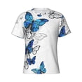 thumbnail image 4 of Vsdgher Blue Flying Butterflies Print Men's Dry Fit Mesh Athletic Shirts Moisture Wicking Tennis T-Shirt Tops, 4 of 9