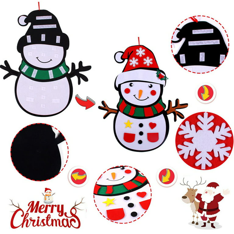 Christmas DIY Felt Pendant, Snowman Set, Xmas Wall Hanging Ornament, Kids  Toys, Holiday Party Home Decoration, New Gift(A Type/1PCS) 