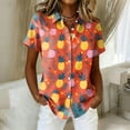 thumbnail image 2 of Women's Shirt Hawaiian Print Button Short Sleeved Pocket Casual Top, 2 of 5