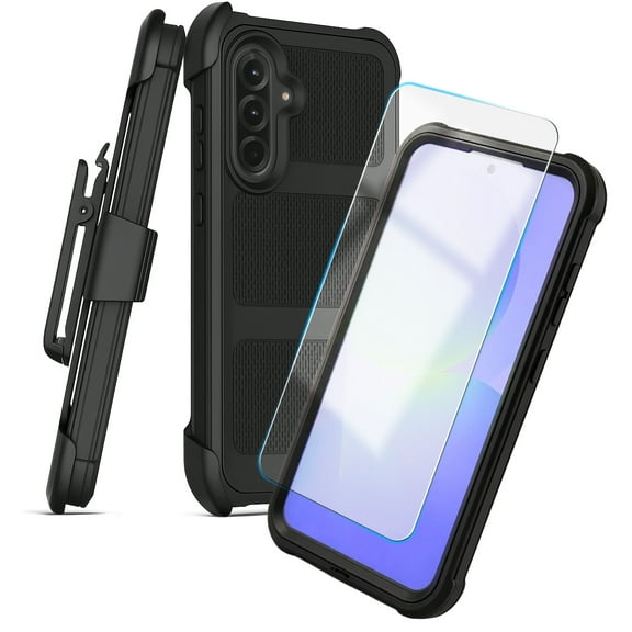 Encased Belt Case for Samsung Galaxy A36 5G Phone Case with Screen Protector and Holster, Protective Full Body Cover (Black)