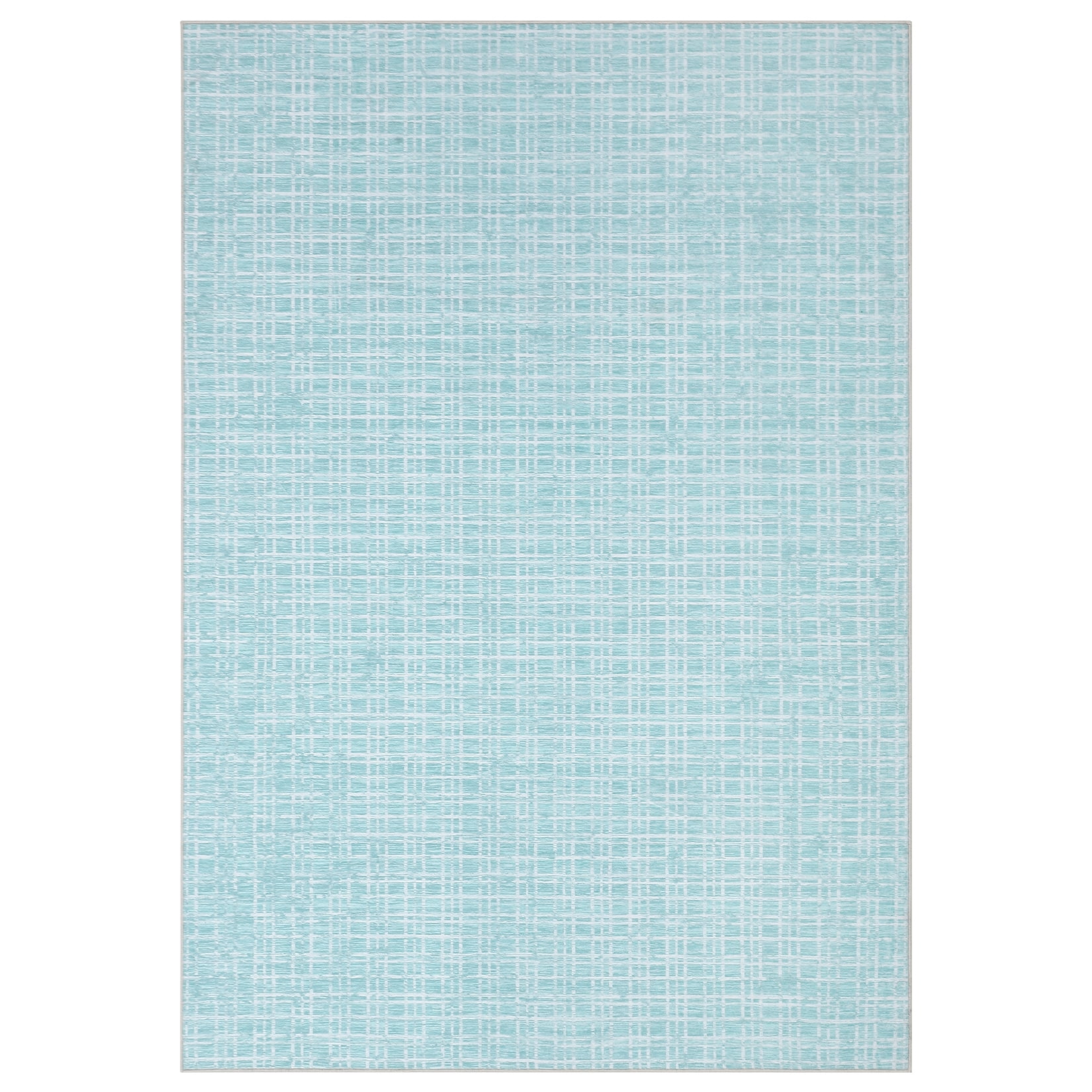 Aoile 5' x 7' Washable Area Rug, Modern Plaid Rug, Soft Faux Wool Rug Non-slip Low Pile Accent Small Rug for Bathroom Bedroom Kitchen Laundry, Mint