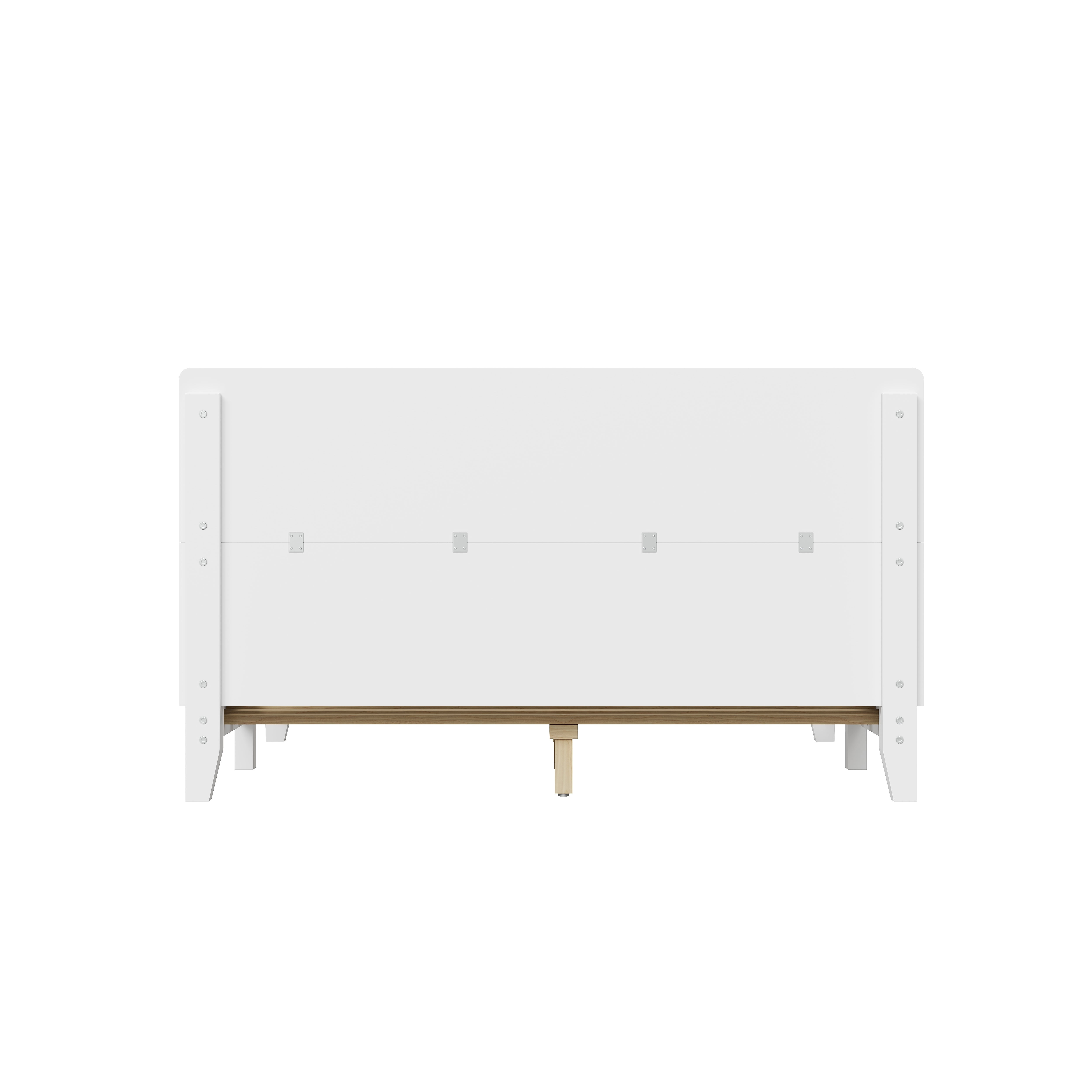 Euroco Wood Full Size Platform Bed with Headboard, White