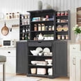 thumbnail image 3 of ACCOHOHO 72" Tall Kitchen Pantry Cabinets, Farmhouse Storage Cabinet with Barn Door, Drawer & Adjustable Shelves for Kitchen, Dining Room, Bathroom, Black, 3 of 8