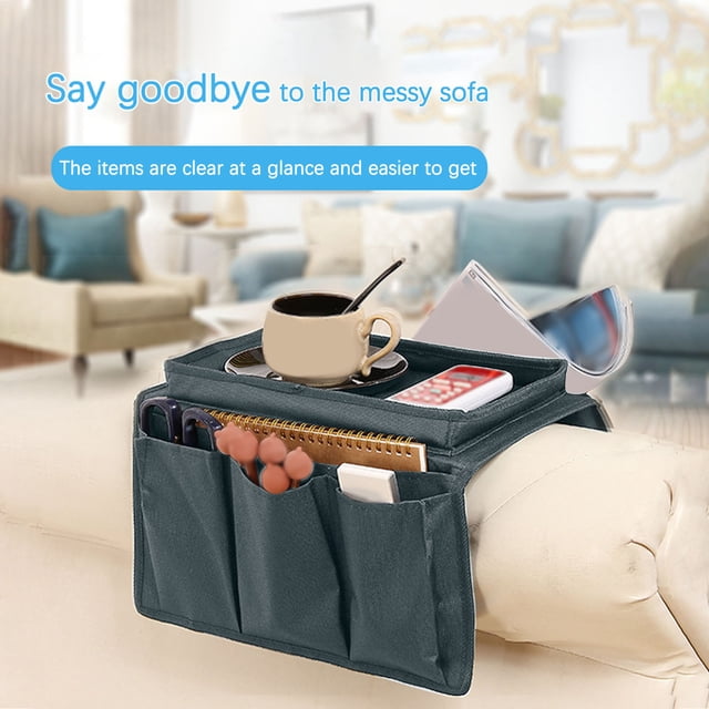 Agiferg Sofa Armrest Tray With Organiser Sofa Storage Hanging Bag Remote Control Book Sundries Home Storage Oxford Cloth Storage Bag