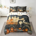 thumbnail image 2 of Manfei Funny Ghost Bedding Sets Queen Size,Halloween Pumpkin Lantern Comforter Sets with Sheets,Autumn Maple Truck Bed in a Bag Queen Size,Microfiber Bedroom Decor Reversible,7-Piece, 2 of 7