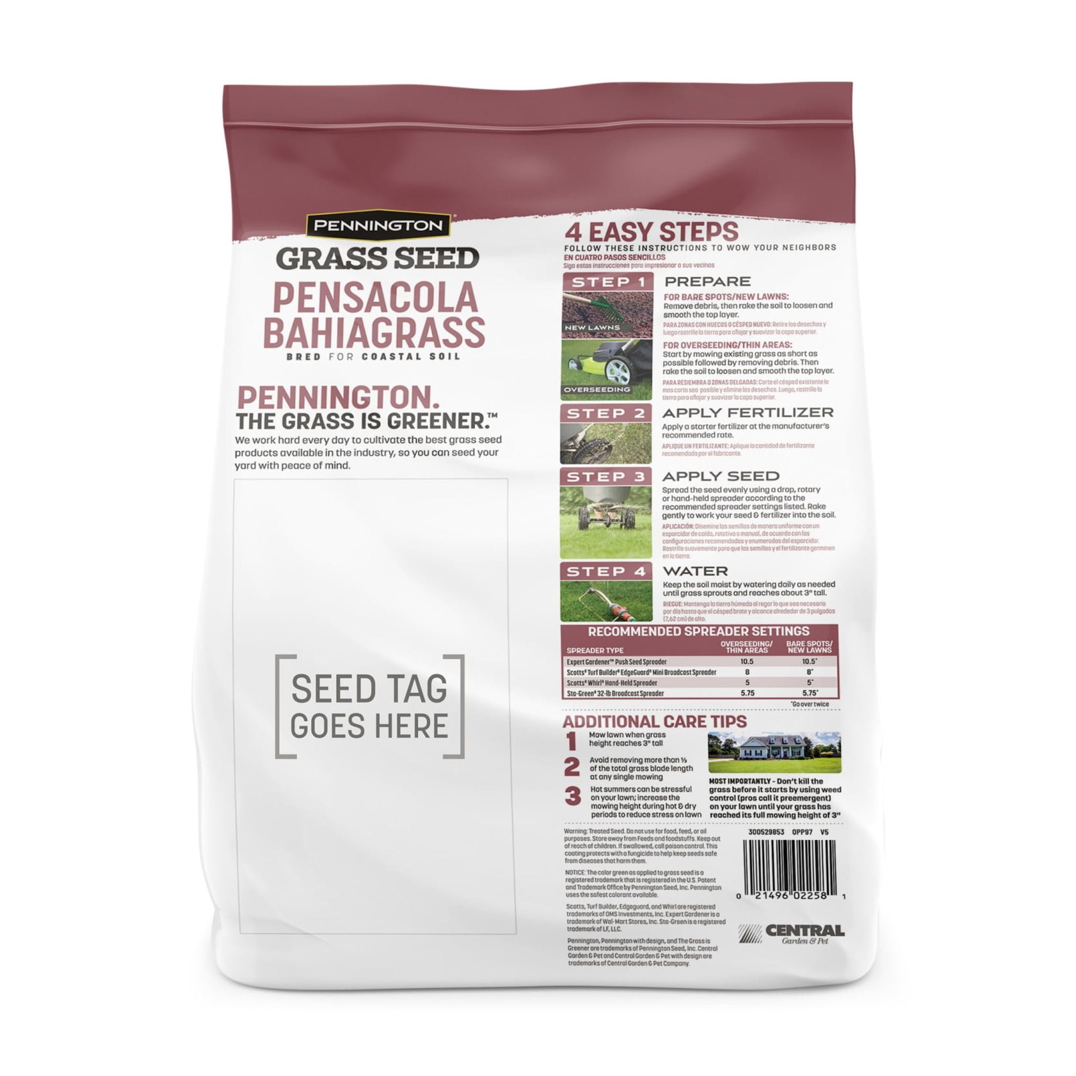 Pennington Pensacola Bahiagrass Grass Seed for Full Sun, Grass Seeds for Lawn, 3 lb
