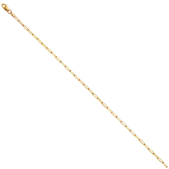 14k Yellow Gold 2.0mm Solid Square Paperclip Chain Necklace 18 Inch Chain Necklace for Women and Men