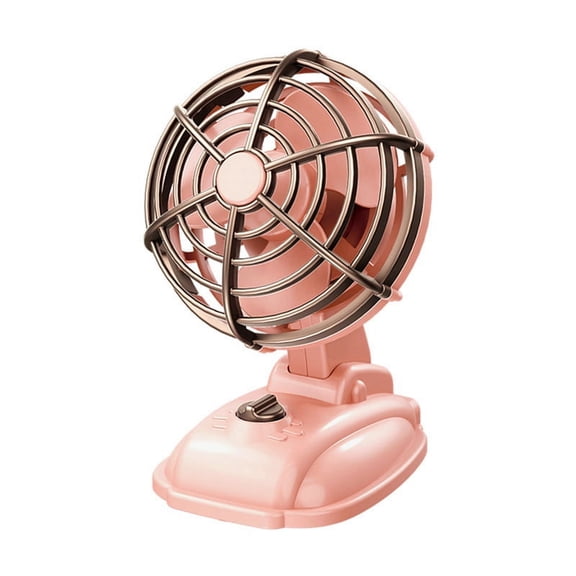 Retro Mini Desktop Fan 400mAh USB Rechargeable Desk Outdoor Portable Fan,Pink