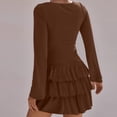 thumbnail image 6 of Stichou Women's Spring Long Sleeve Dresses 2026 Mock Neck Ruched Y2K Clothes Ruffle Layered Bodycon Mini Party Dress Coffee M, 6 of 6